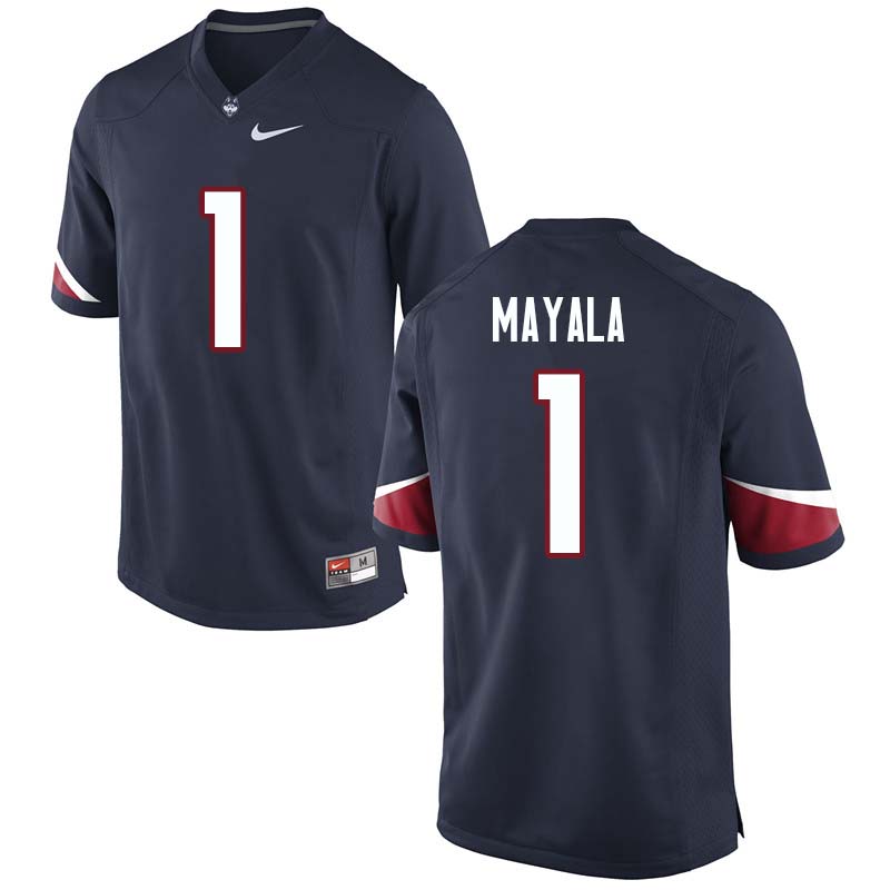 Men's #1 Hergy Mayala Uconn Huskies College Football Jerseys Sale-Navy
